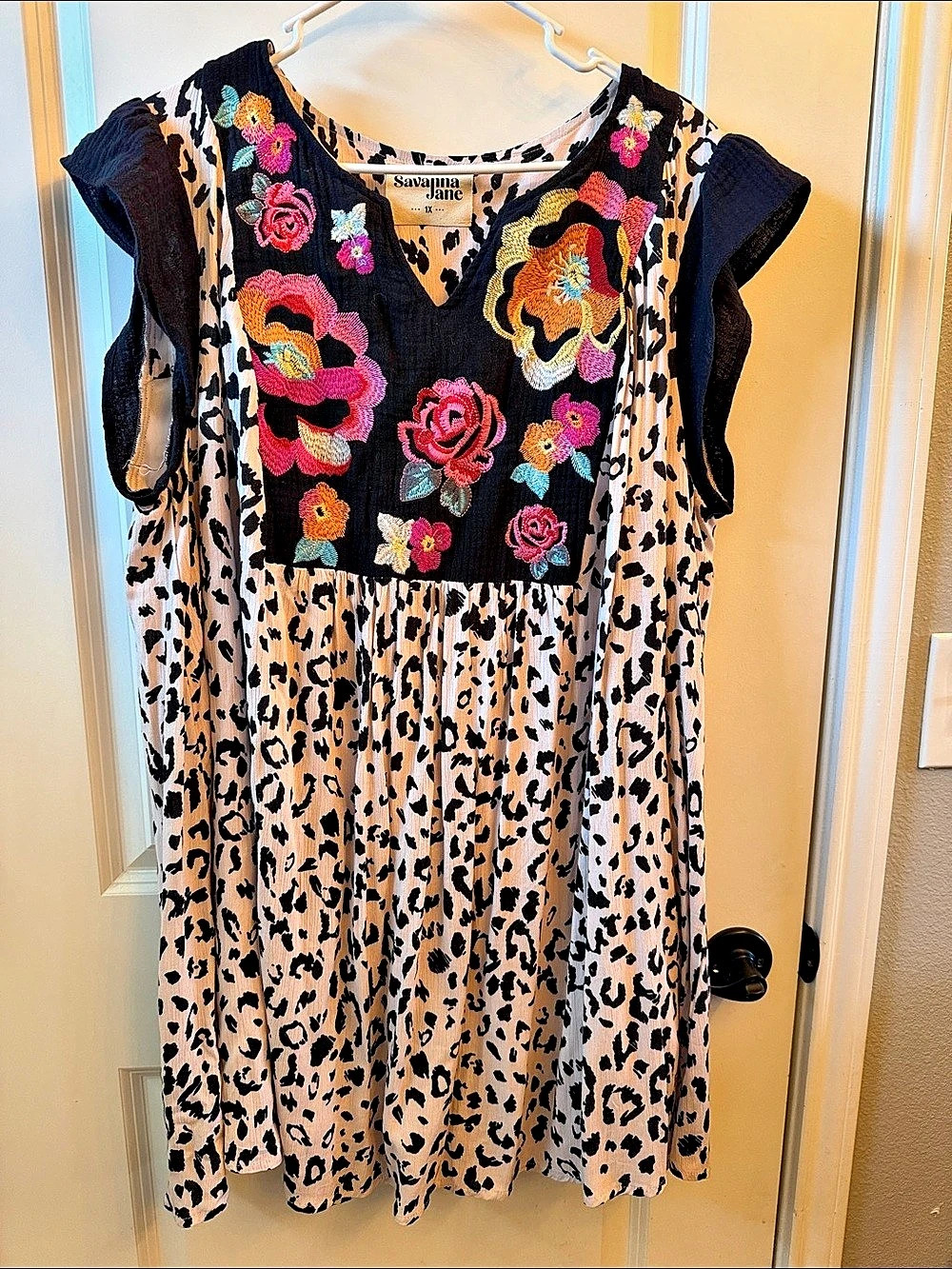 Savana Jane Floral Animal Print Mini Dress Size 1X Like New
